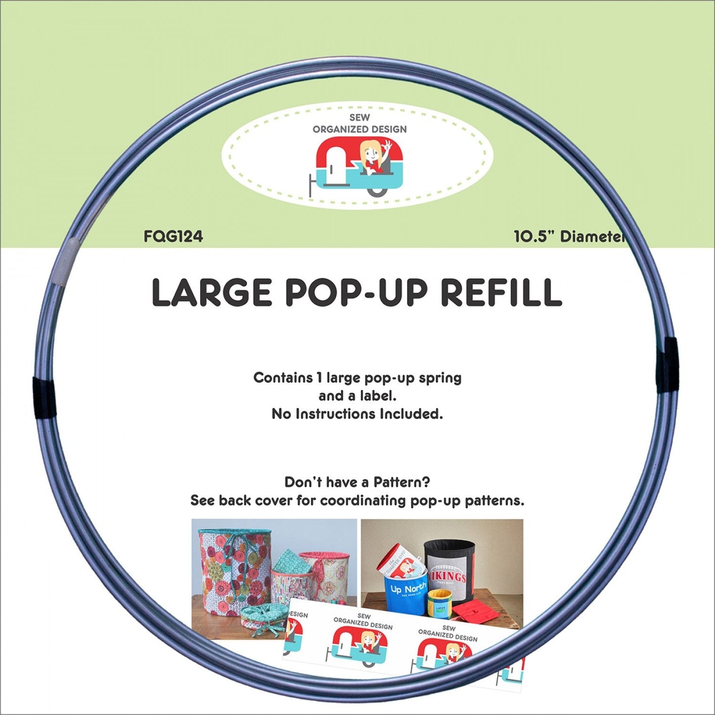 Large Pop-Ups Refill 10.5'' Bag/Tote Pattern Joanne Hillestad Sew Organized Designs FQG124