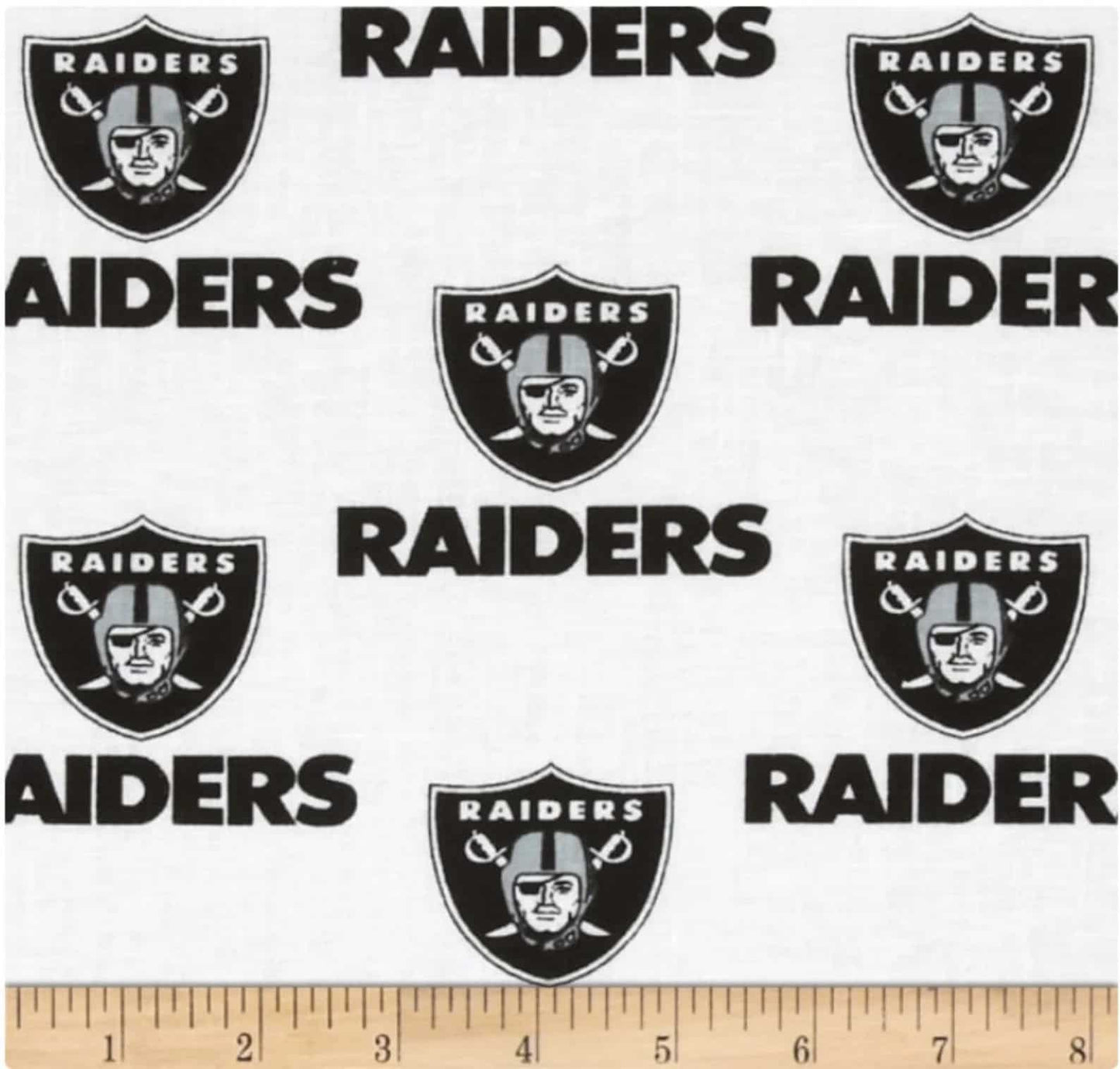 Las Vegas Raiders NFL Football Logo White 58" Fabric Traditions Cotton Fabric NFL-1029W