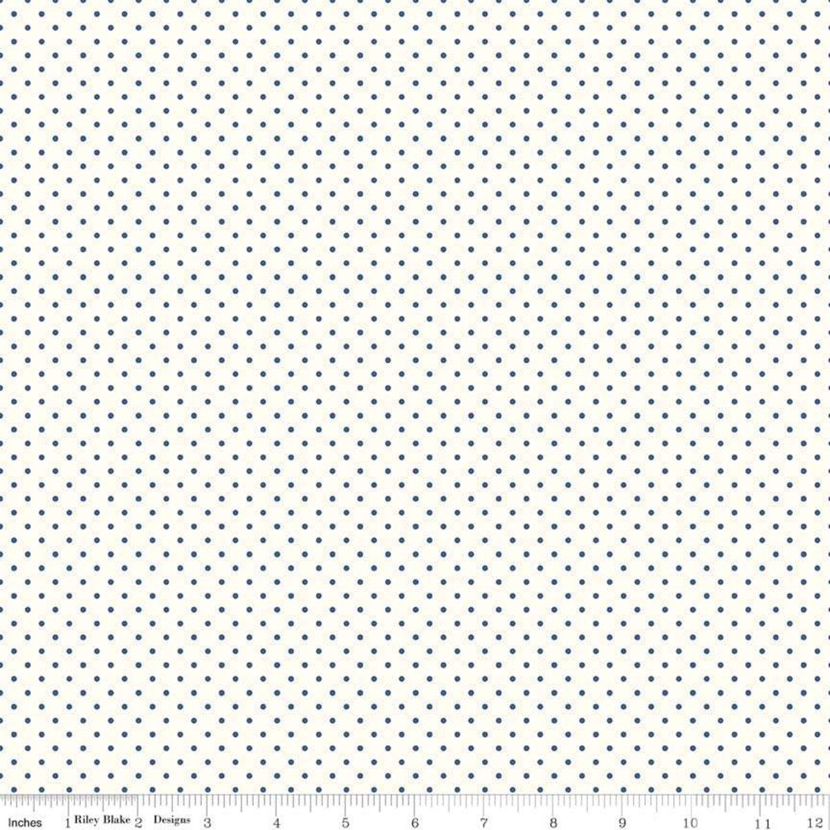 Le Creme White Swiss Dot Navy The RBD Designers Riley Blake Designs Cotton Fabric RB-C600-21-NAVY