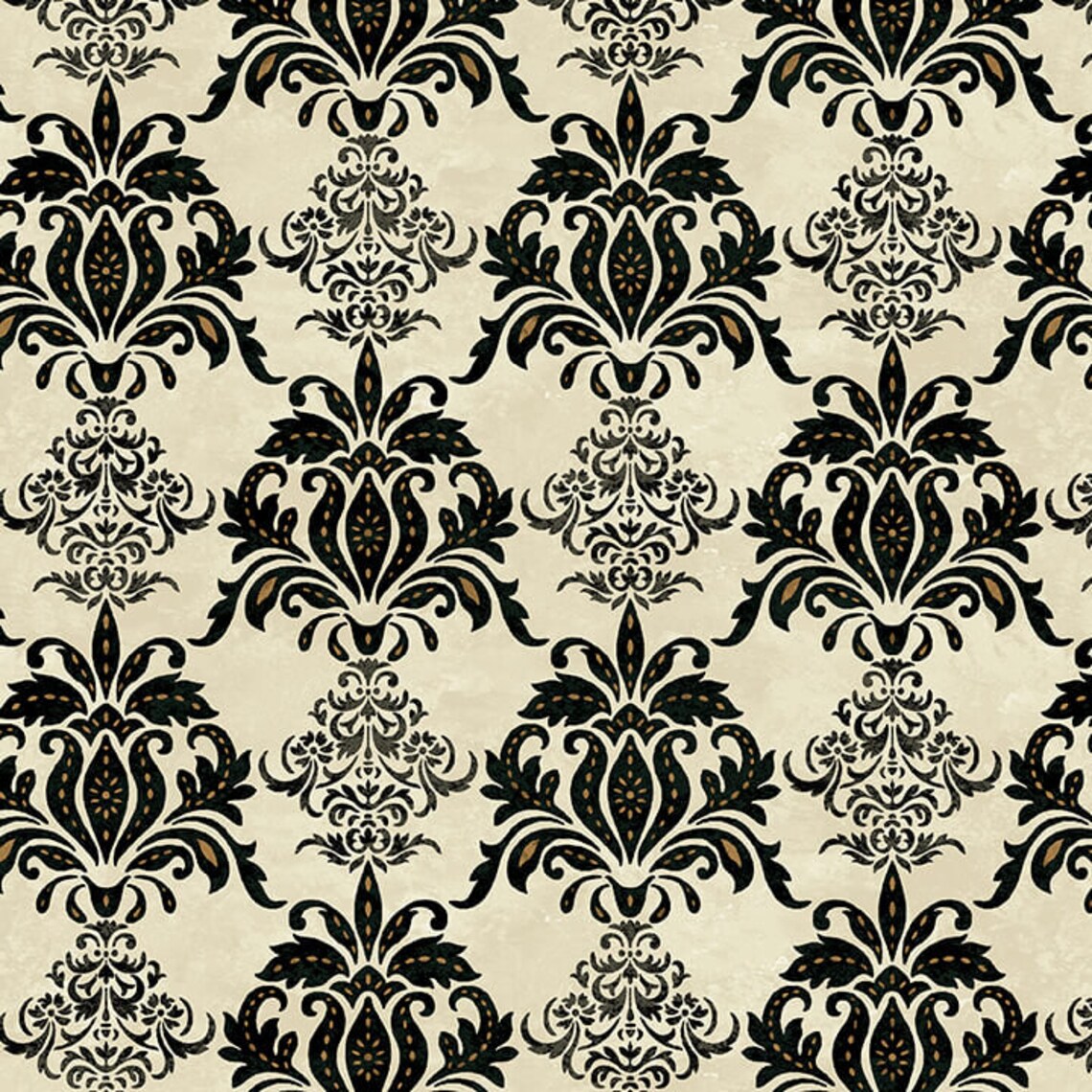 LePoulet Damask Cream Jennifer Brinley Studio E Cotton Fabric