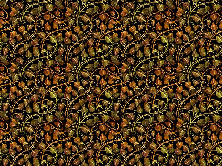 Legendary Journeys Leafy Vines Multi Jason Yenter In The Beginning Cotton Fabric