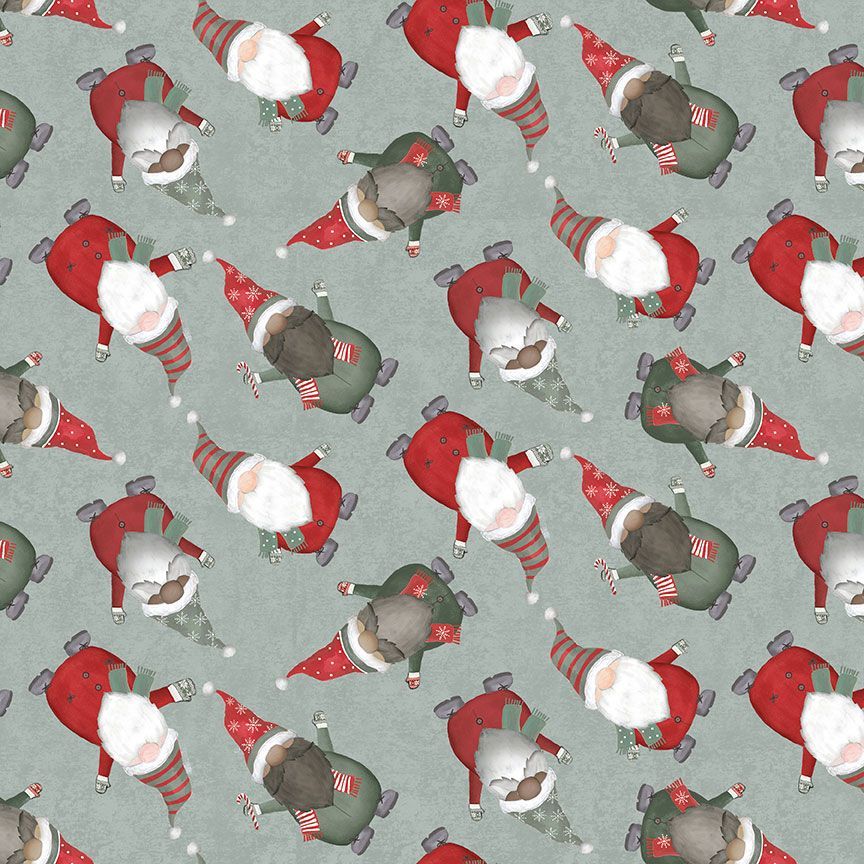 Let it Snow Tossed Holiday Gnome Grey Gail Cadden Timeless Treasures Cotton Fabric TT-CD2006-GREY