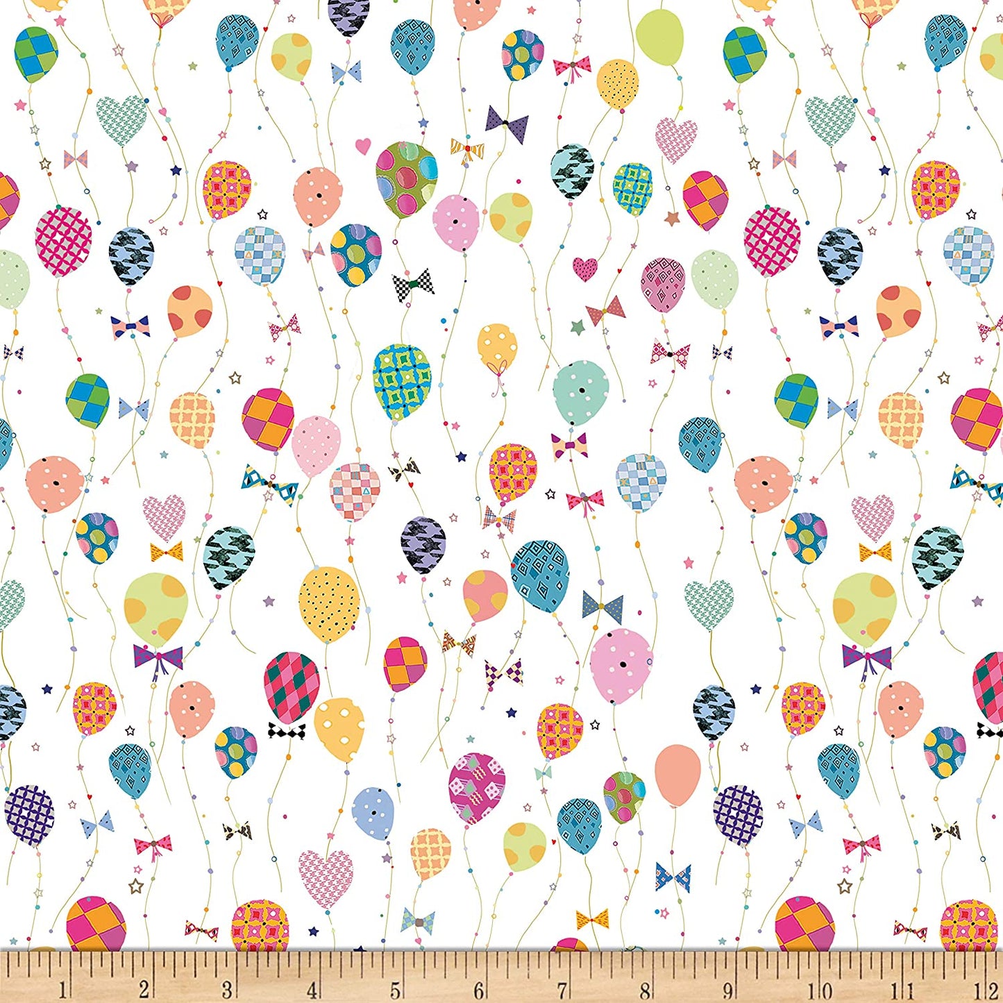 Let's Celebrate Balloons White Quilting Treasures Cotton Fabric