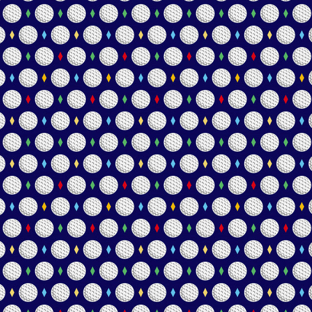 Let's Go Golfing Golf Balls & Diamonds Blue Paintbrush Studio Cotton Fabric PBS-120-25201