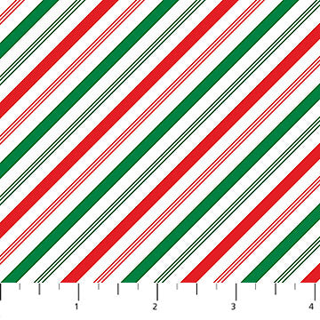 Letters to Santa Diagonal Stripe White Multi Simon Treadwell Northcott Studio Cotton Fabric