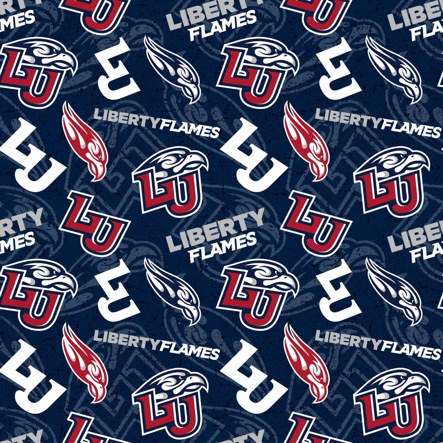 Liberty Flames NCAA Tone on Tone Design Sykel Enterprises Cotton Fabric SYK-LBU-1178
