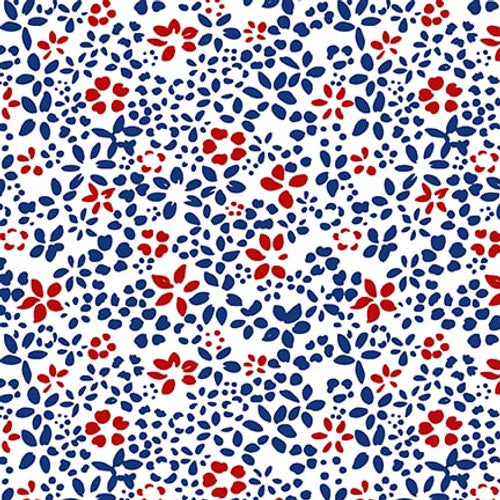 Liberty Flowers White Satin Moon Designs Blank Quilting Cotton Fabric