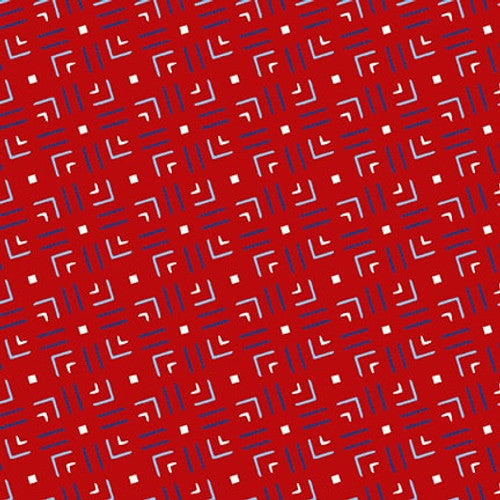 Liberty Geometric Red Satin Moon Designs Blank Quilting Cotton Fabric