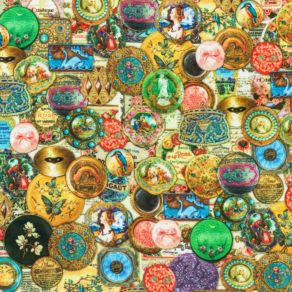 Library of Rarities Antique Compact Vintage Multi Robert Kaufman Cotton Fabric RK-ATXD-22912-200