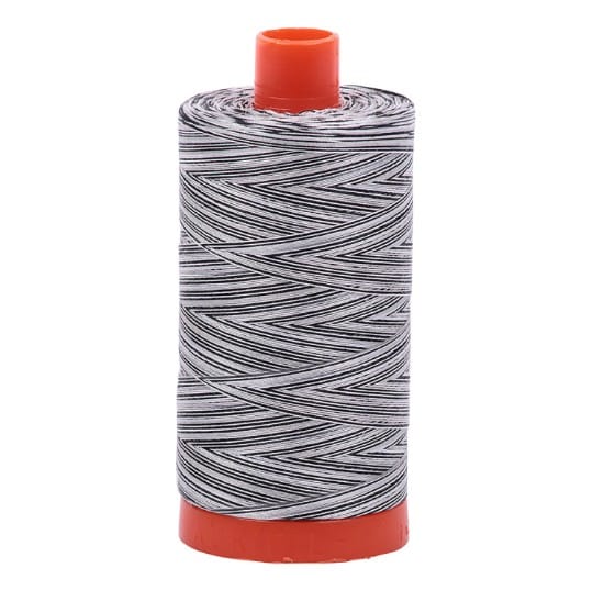 Licorice Twist Black White Variegated Mako Thread 50wt 1300m 1422yds 6ct Aurifil AF-A1150-4652 | US Fabric Shop