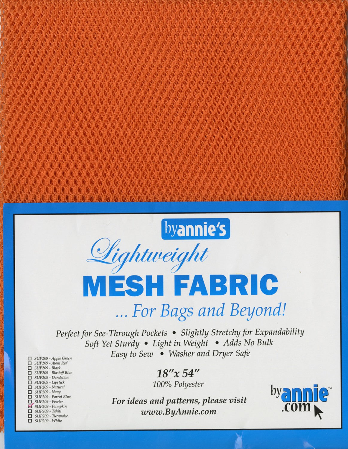 Lightweight Mesh Fabric Pumpkin Orange By Annie's 18”x 54” Polyester BYA-SUP209-PUMP