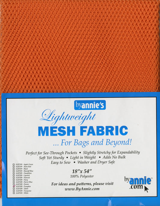 Lightweight Mesh Fabric Pumpkin Orange By Annie's 18”x 54” Polyester BYA-SUP209-PUMP
