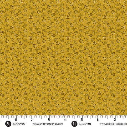 Little Gems Floral Dot Yellow Andover Fabrics Cotton Fabric AF-A-1265-Y