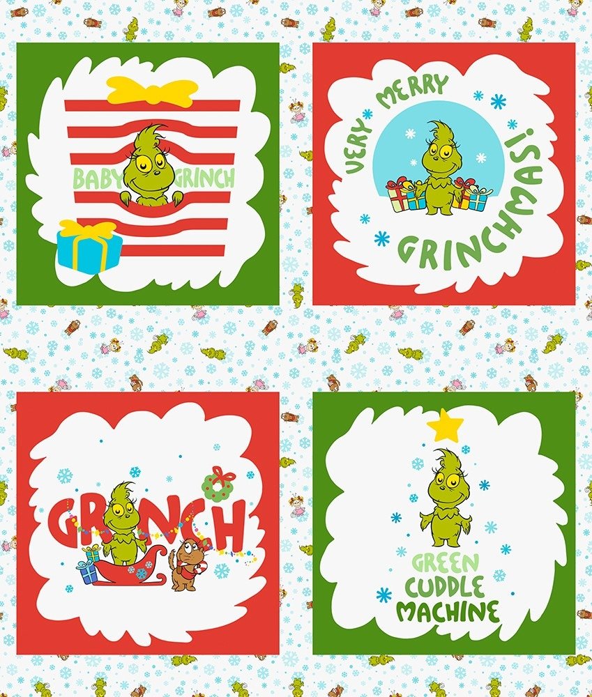 Little Grinch Characters Panel 36" Dr Seuss Enterprises Robert Kaufman Cotton Fabric RK-ADED-23872-205