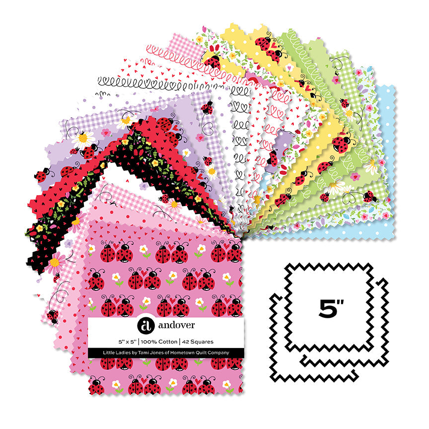 Little Ladies 5" Squares Charm Pack 42pcs Tami Jones Andover Fabrics Cotton Fabric AF-5-LITT-42