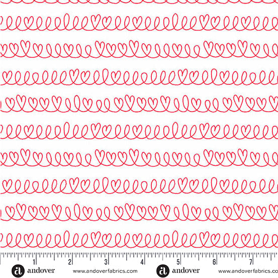Little Ladies Hide and Seek Swirl Red Tami Jones Andover Fabrics Cotton Fabric AF-A-10504-R