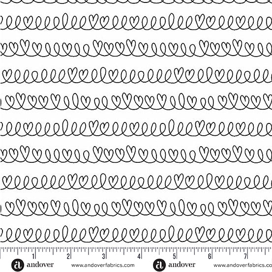 Little Ladies Hide and Seek Swirl Black White Tami Jones Andover Fabrics Cotton Fabric AF-A-10504-K