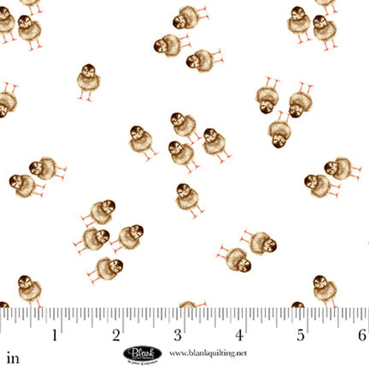 Little Seedlings Farm Chicks White Moque Lee Studio Blank Quilting Cotton Fabric BQ-4381-01