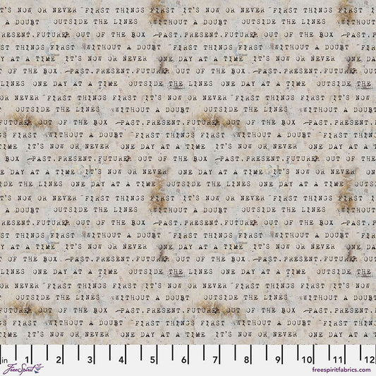 Live Out Loud Mantra Paper Beige Seth Apter Free Spirit Cotton Fabric FS-PWSE022.PAPER