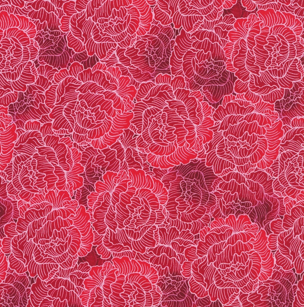 Living Color Packed Tonal Flowers Red Chong‑A Hwang Timeless Treasures Cotton Fabric TT-CD4055-RED | US Fabric Shop