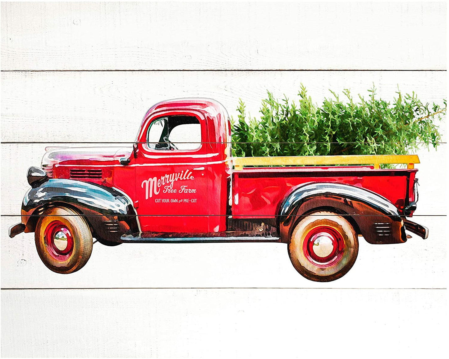 Loads of Cheer Christmas Holiday Red Truck Panel 36" Cream Springs Creative Cotton Fabric