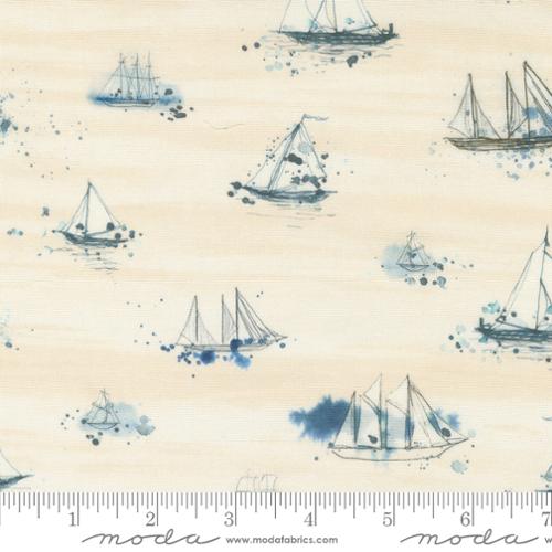 Longshore Marines Boats Flag Natural Janet Clare Moda 100% Cotton Fabric