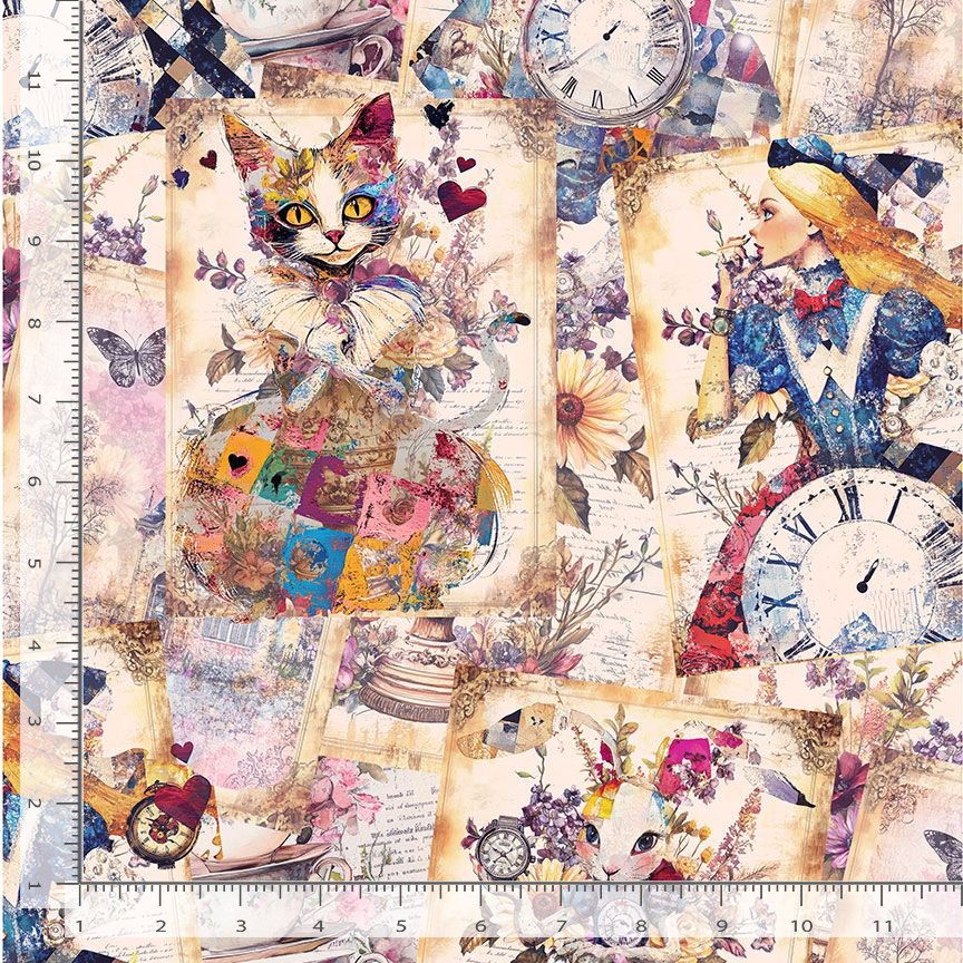 Looking Glass Alice's Dream Collage Multi Timeless Treasures Cotton Fabric TT-ERA-CD4021-MULTI | US Fabric Shop