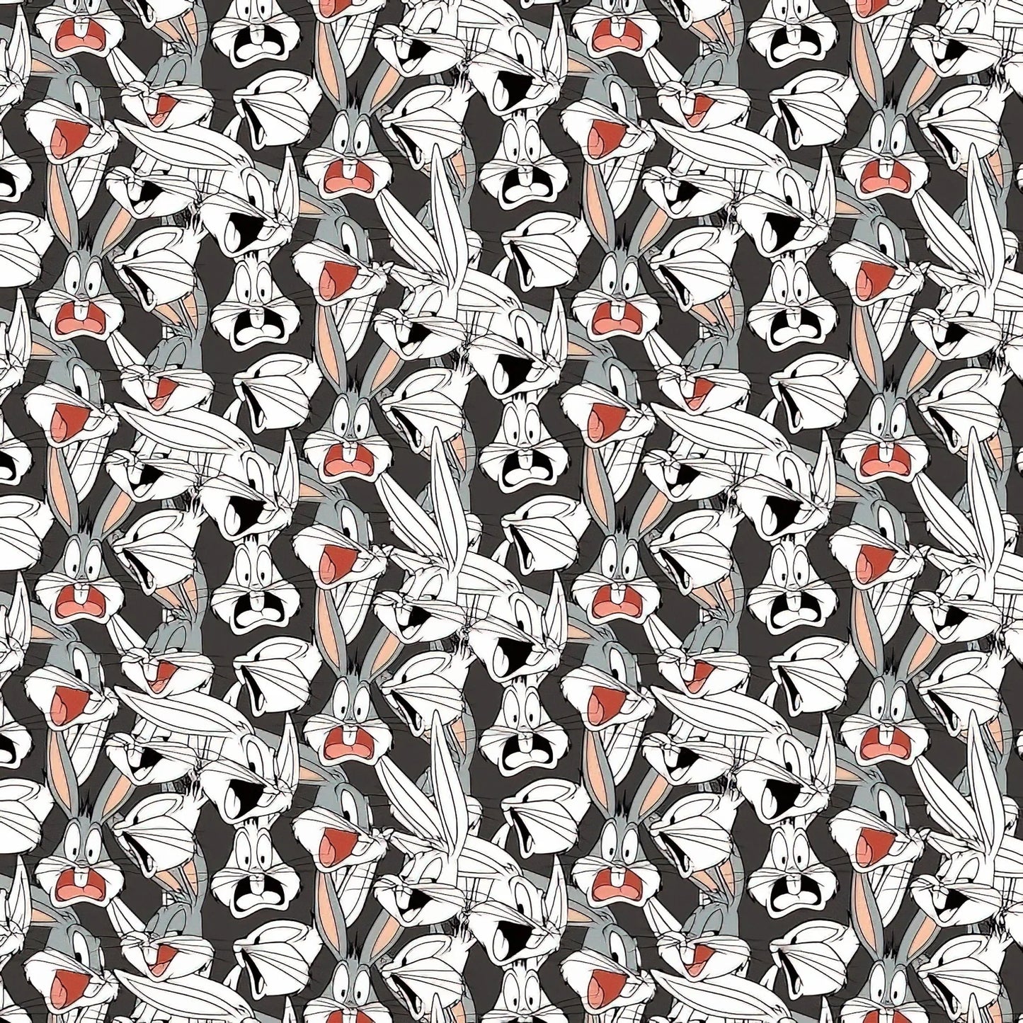 Looney Tunes Bugs Expressions Charcoal Black Camelot Cotton Fabric