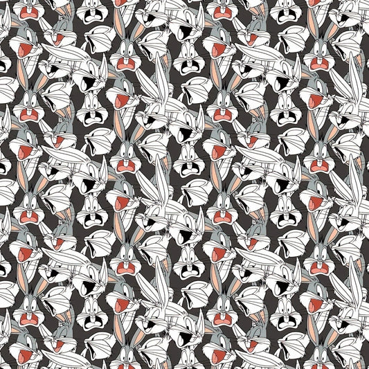 Looney Tunes Bugs Expressions Charcoal Black Camelot Cotton Fabric