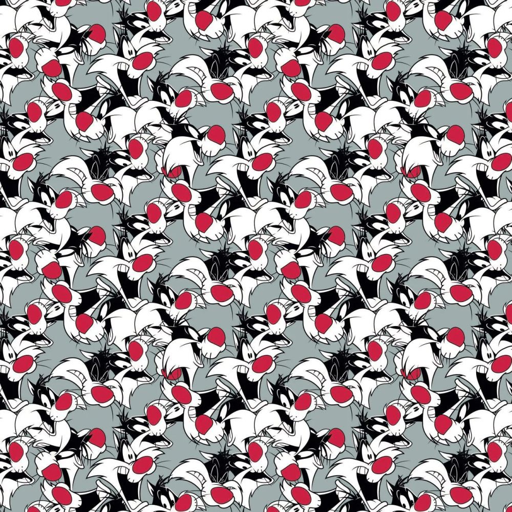 Looney Tunes Sylvester Expressions Gray Camelot Cotton Fabric