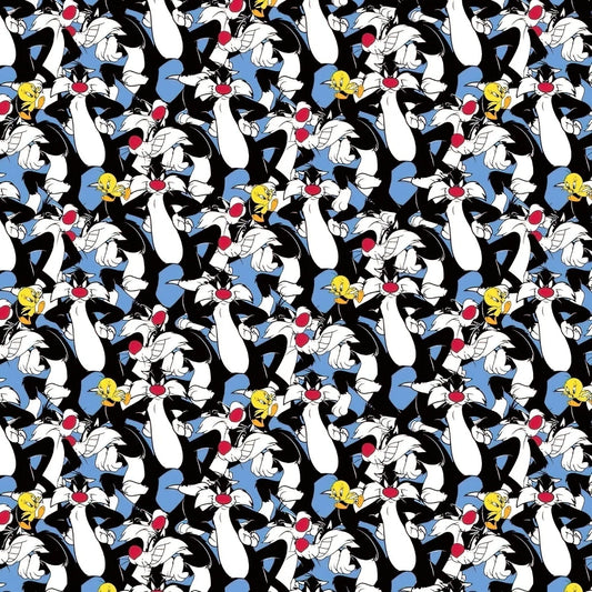 Looney Tunes Sylvester & Tweety Blue Camelot Cotton Fabric