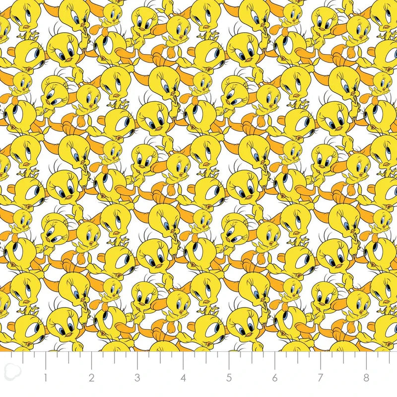 Looney Tunes Tweety Expressions White Camelot Cotton Fabric CF-23600171-01