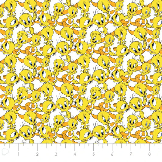 Looney Tunes Tweety Expressions White Camelot Cotton Fabric CF-23600171-01