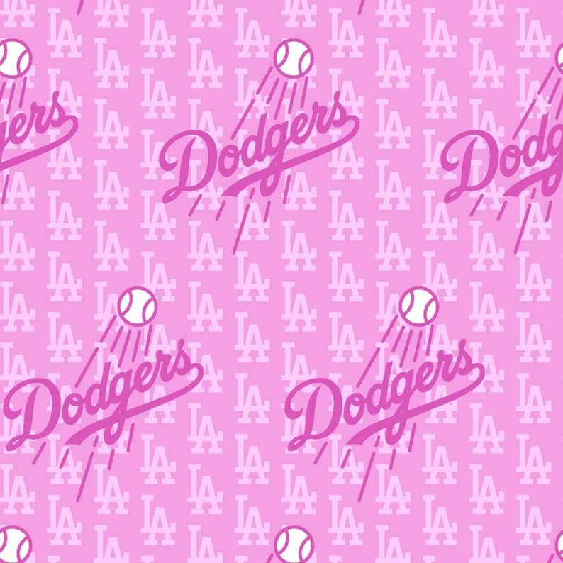 Los Angeles Dodgers MLB Baseball LA Pink Fabric Traditions Cotton Fabric MLB-60398B