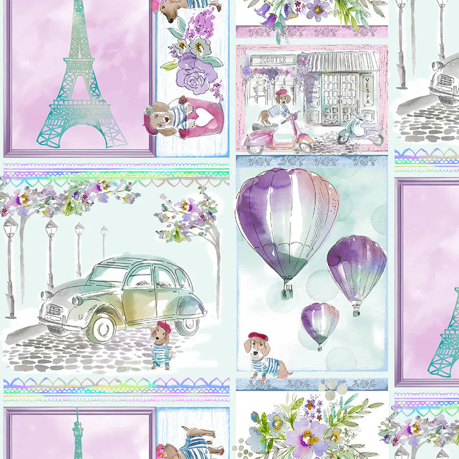 Lost in Paris Picturesque Scenic Multi Scott Barnes 3 Wishes Cotton Fabric 3W-23700-MLT