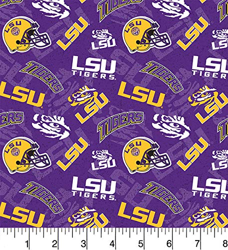 Louisiana State University LSU Tigers NCAA College Tone on Tone Sykel Cotton Fabric LSU-1178