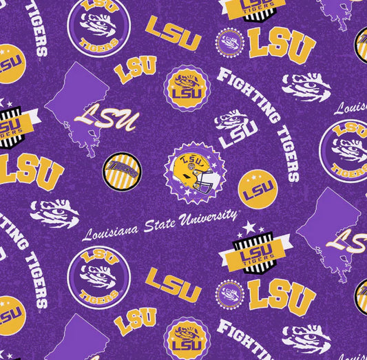 Louisiana State Tigers NCAA College Home State Sykel Cotton Fabric SYK-LSU-1208