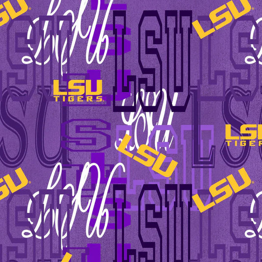Louisiana State Tigers NCAA College Letters Sykel Cotton Fabric SYK-LSU-1372