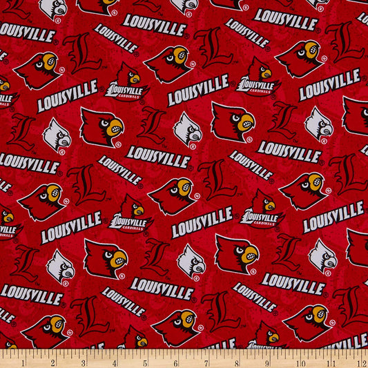 Louisville Cardinals NCAA College Tone on Tone Sykel Cotton Fabric LOU-1178