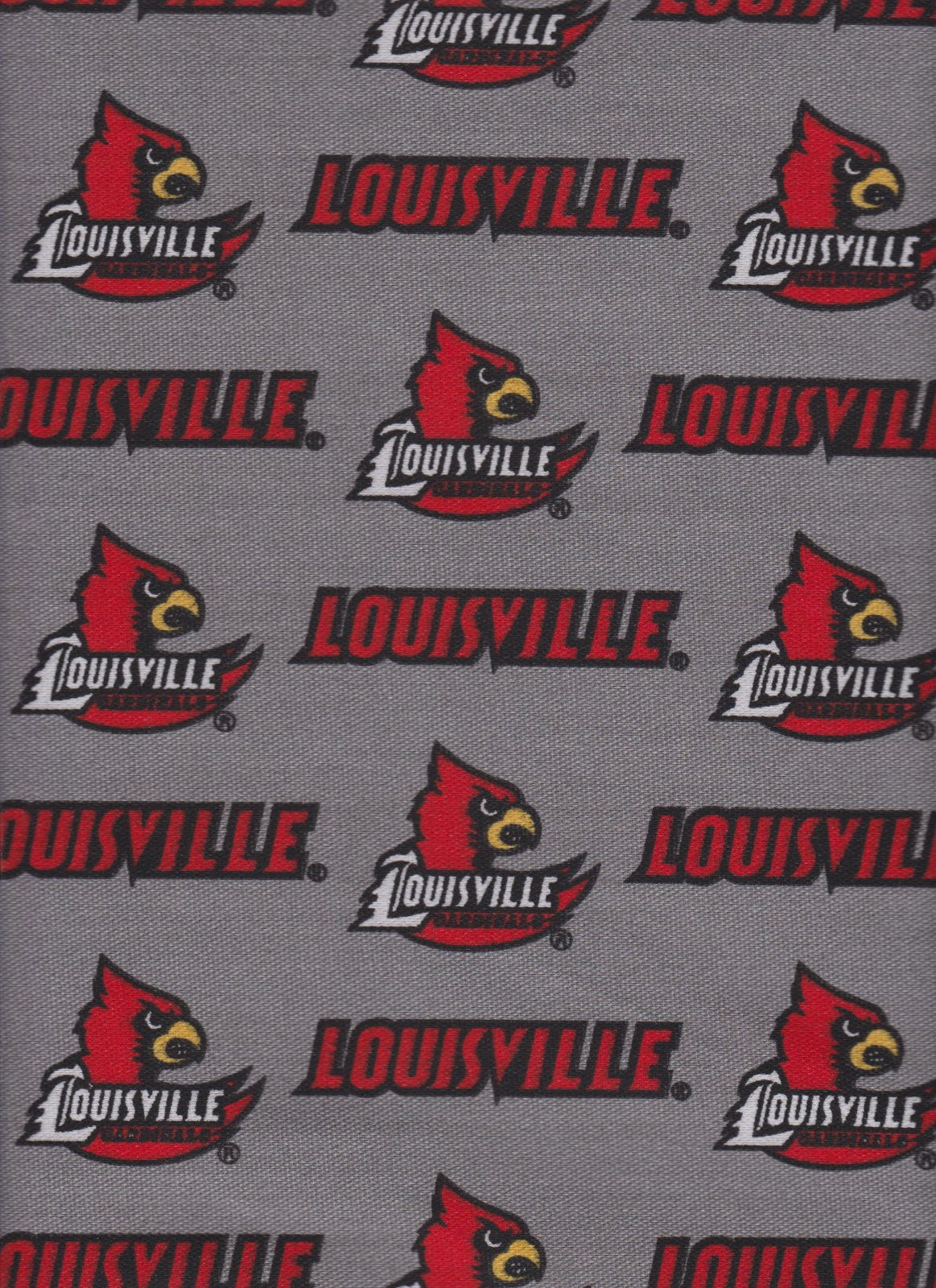 Louisville Cardinals NCAA College Canvas Twill 58" Sykel Cotton Fabric LOU-250