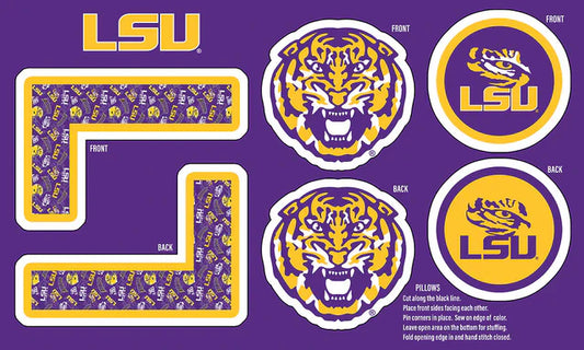 Louisiana State Tigers NCAA Collegiate Pillow Project 36"x60" Sykel Enterprises Polyester Minky Fabric SYK-LSU-1359