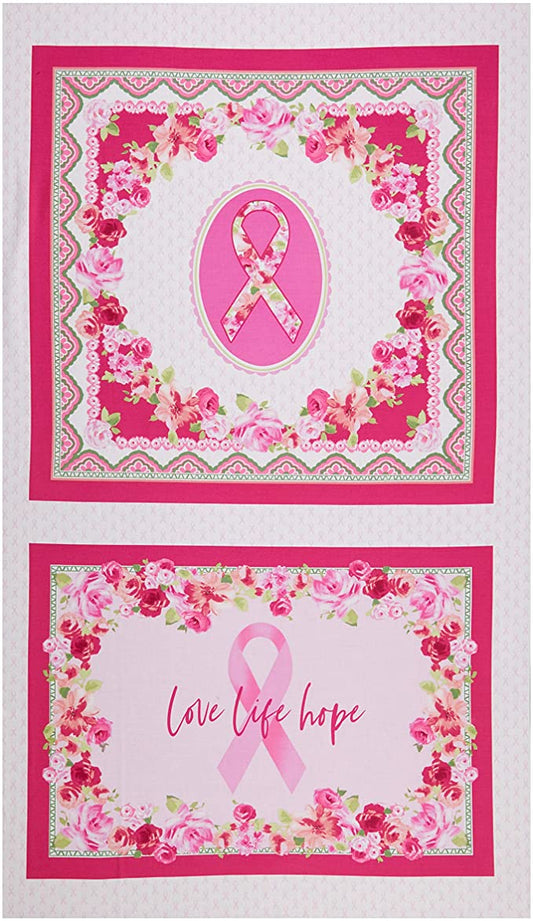 Love Pink Scarf and Pillow Panel 24" Pink Rosemarie Lavin Windham Fabrics Cotton Fabric WF-52025P-X