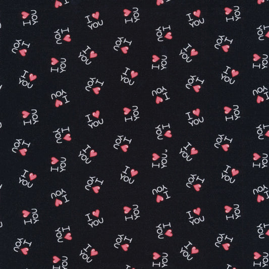 Lovey Dovey I Heart You Tossed Black Patrick Lose Northcott Cotton Fabric