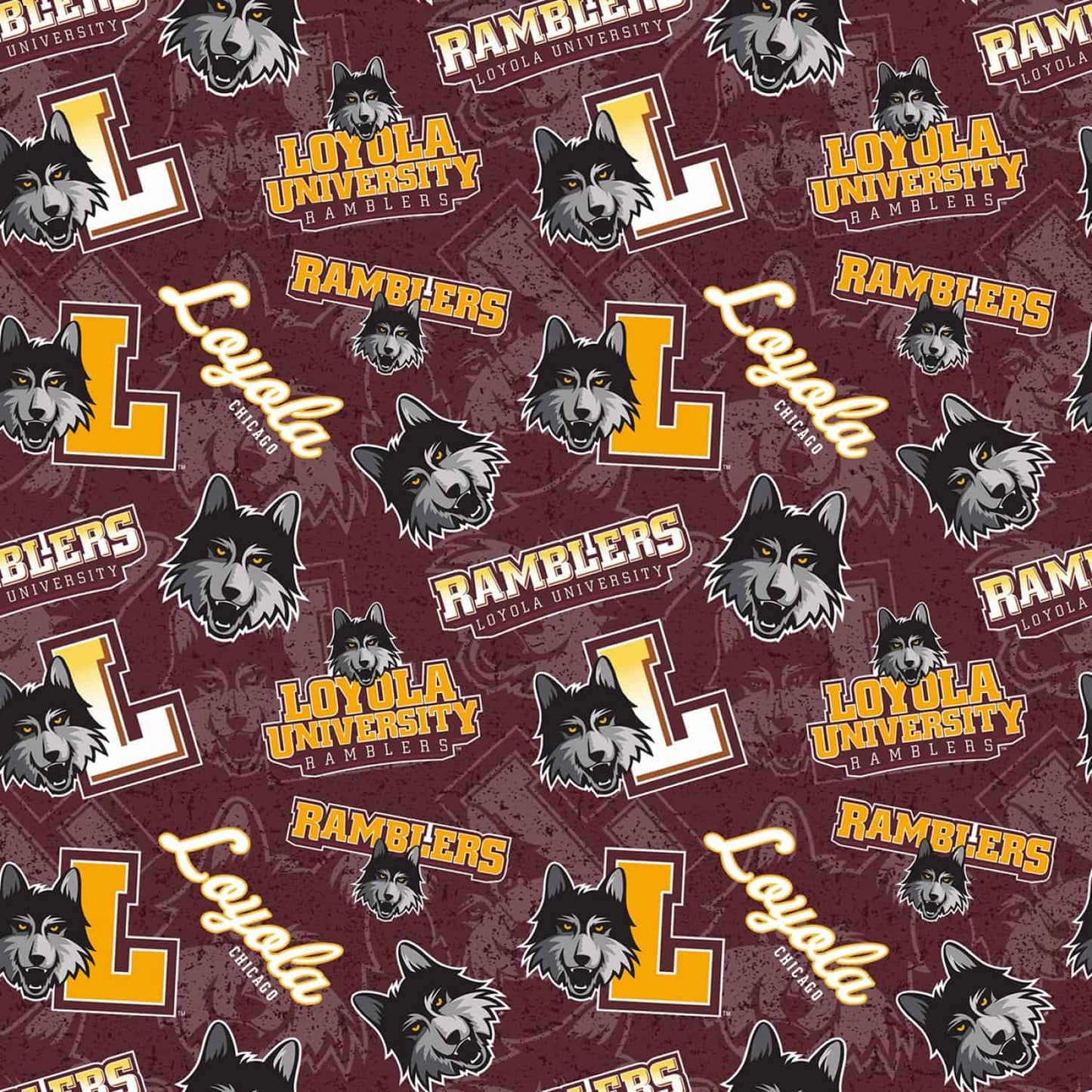 Loyola Chicago Ramblers NCAA College Tone on Tone Sykel Cotton Fabric LOY-1178
