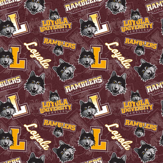 Loyola Chicago Ramblers NCAA College Tone on Tone Sykel Cotton Fabric LOY-1178
