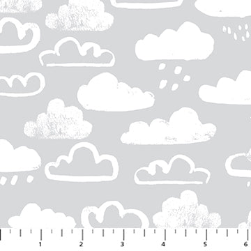 Lucky Day Clouds Gray Jillian Philips Figo Cotton FLANNEL Fabric