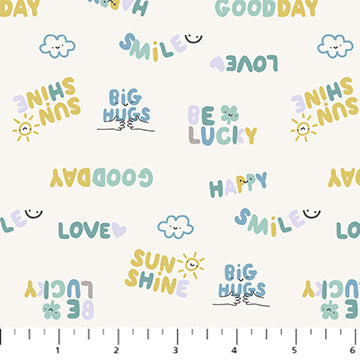 Lucky Day Lucky Words Cream Jillian Philips Figo Cotton FLANNEL Fabric