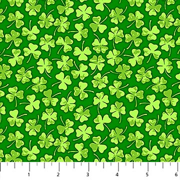Lucky Packed Shamrocks Irish Dark Green Patrick Lose Northcott Cotton Fabric