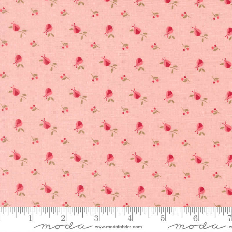 Lyda Rose Ladybugs and Flowers Pink Bunny Hill Designs Moda Cotton Fabric MD-3075-18