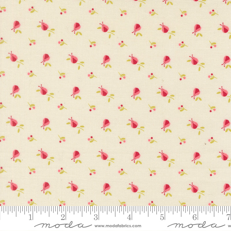 Lyda Rose Ladybugs and Flowers Porcelain Ivory Bunny Hill Designs Moda Cotton Fabric MD-3075-11